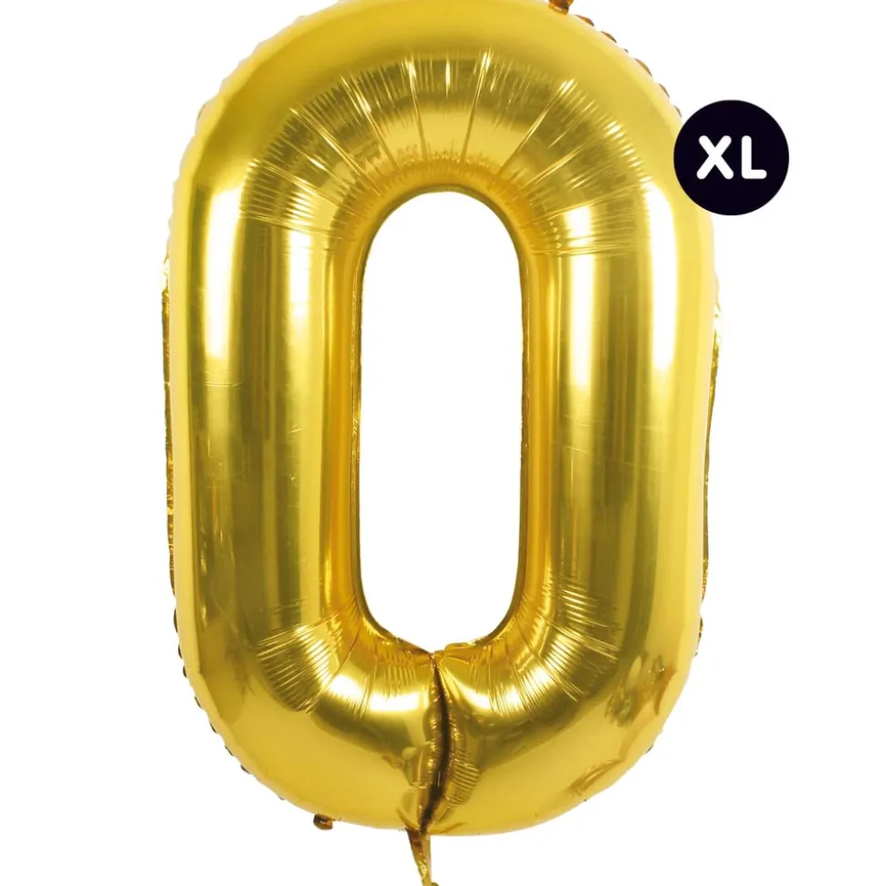 RICO DESIGN - Ballon aluminium chiffre "0" doré, haut. 86 cm