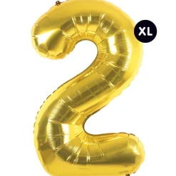 RICO DESIGN - Ballon aluminium chiffre "2" doré, haut. 86 cm