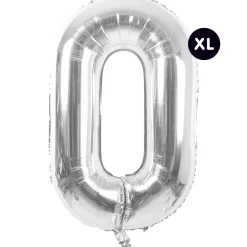 RICO DESIGN - Ballon aluminium chiffre "0" argenté, haut. 86 cm