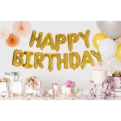 RICO DESIGN - Ballons aluminium "Happy Birthday" 13 caratères dorés, H. 36 cm