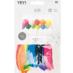 RICO DESIGN - Ballons couleurs mixées, haut. 30 cm, x 12 pièces