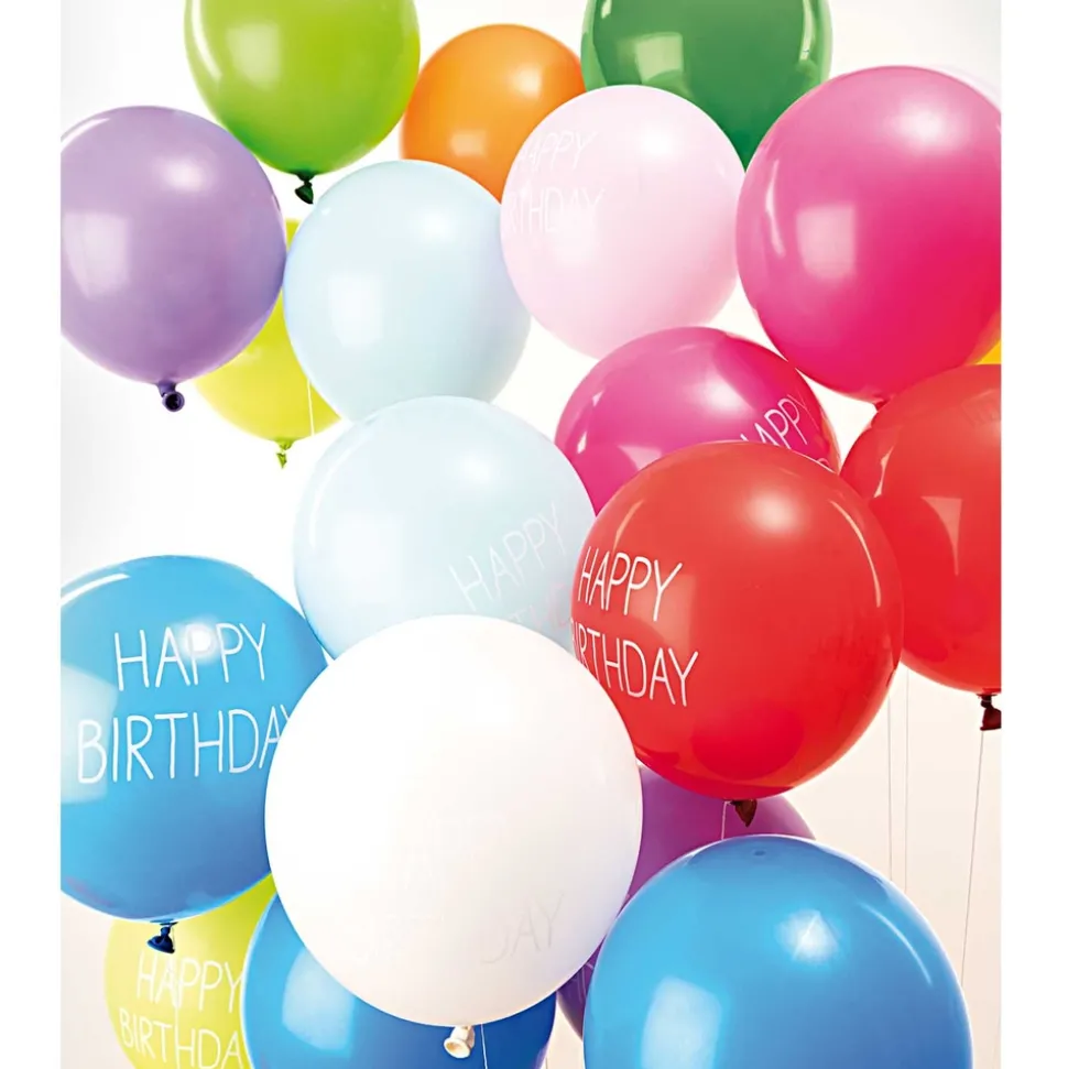 RICO DESIGN - Ballons "Happy birthday" couleurs mixées, H. 30 cm, x 12 pièces