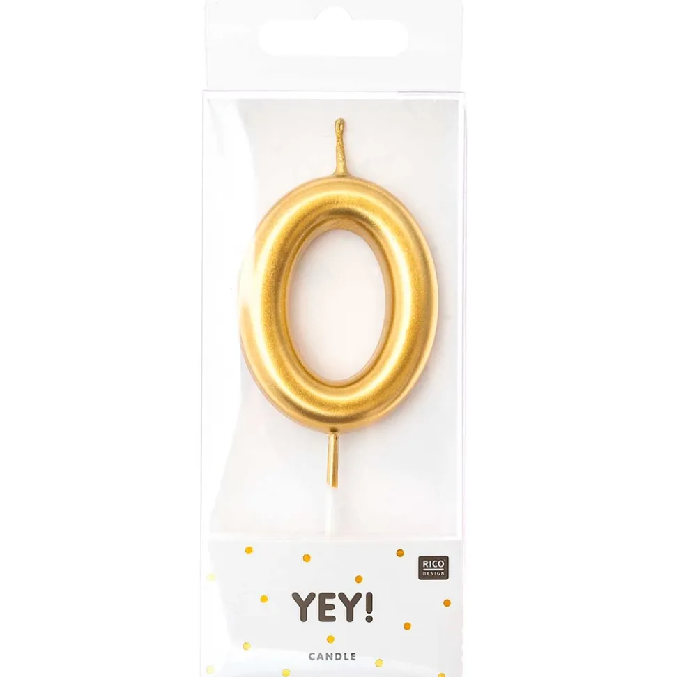 RICO DESIGN - Bougie nombre "0" or