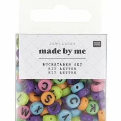 RICO DESIGN - Perles rondes lettres - multicolore