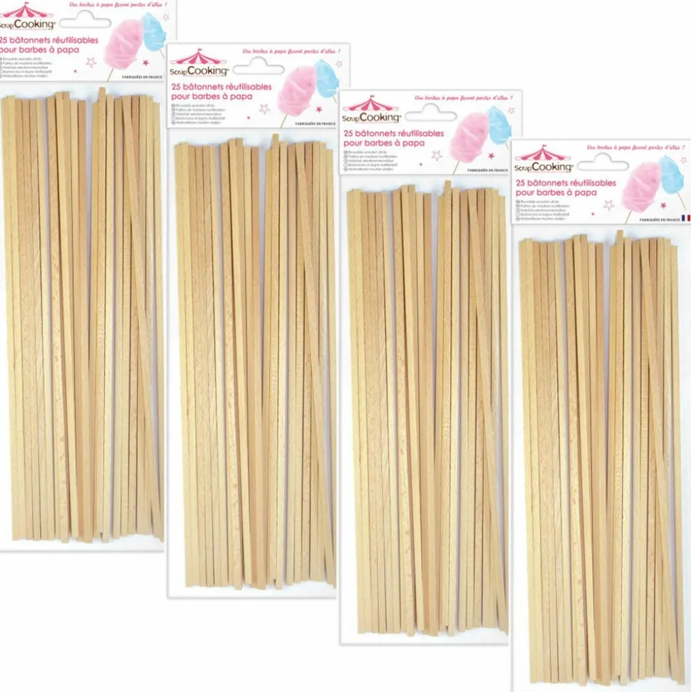 SCRAPCOOKING - 100 bâtonnets pour barbe à papa