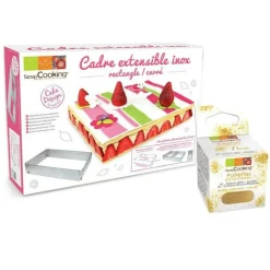 SCRAPCOOKING - Cadre à pâtisserie extensible rectangle + paillettes dorées