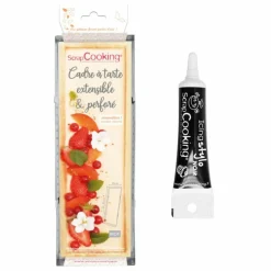 SCRAPCOOKING - Cadre à tarte rectangulaire extensible en inox 22/42 cm + stylo glaçage noir