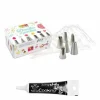 SCRAPCOOKING - Coffret 6 douilles pâtissières inox & poches jetables + stylo glaçage noir