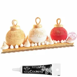 SCRAPCOOKING - Moule à bûche boules de noël + stylo de glaçage noir