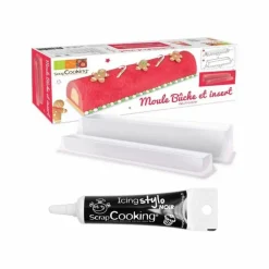 SCRAPCOOKING - Moule à bûche de noël avec insert + stylo de glaçage noir