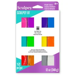 SCULPEY - 12 pâtes polymères sculpey - brillants