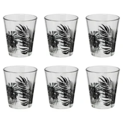 SECRET DE GOURMET - Lot de 6 gobelets en verre "palme" 33cl noir