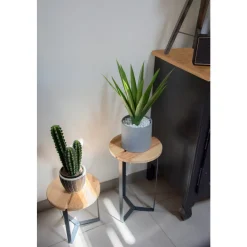 Sellette industrielle Haute en fer plat - D.29 x H.50 cm