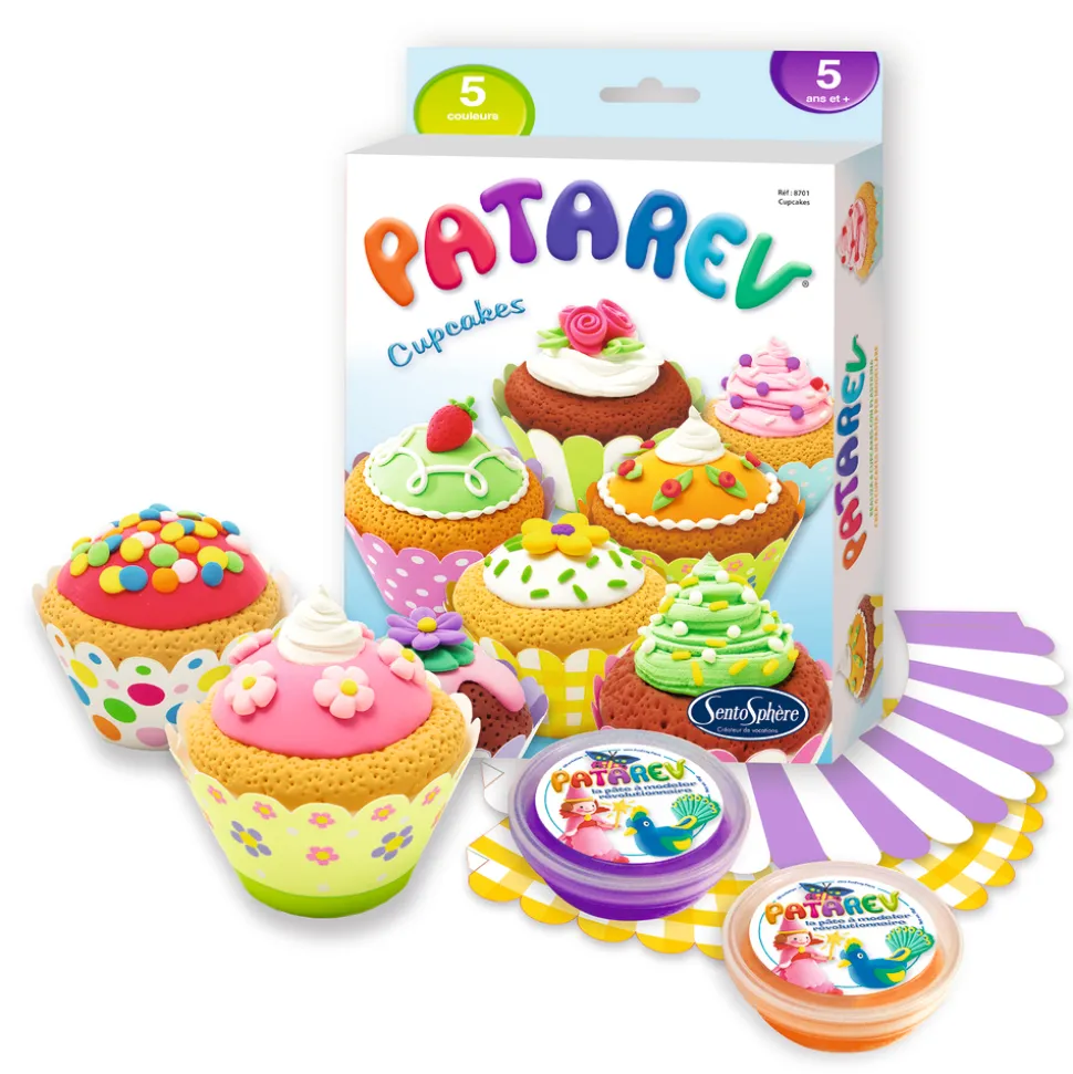 SENTOSPHÈRE - Pâte à modeler Patarev Cupcakes : 5 coloris assortis
