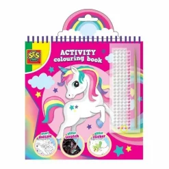 SES CREATIVE - Cahier d'activités de coloriage à paillettes 3 en 1