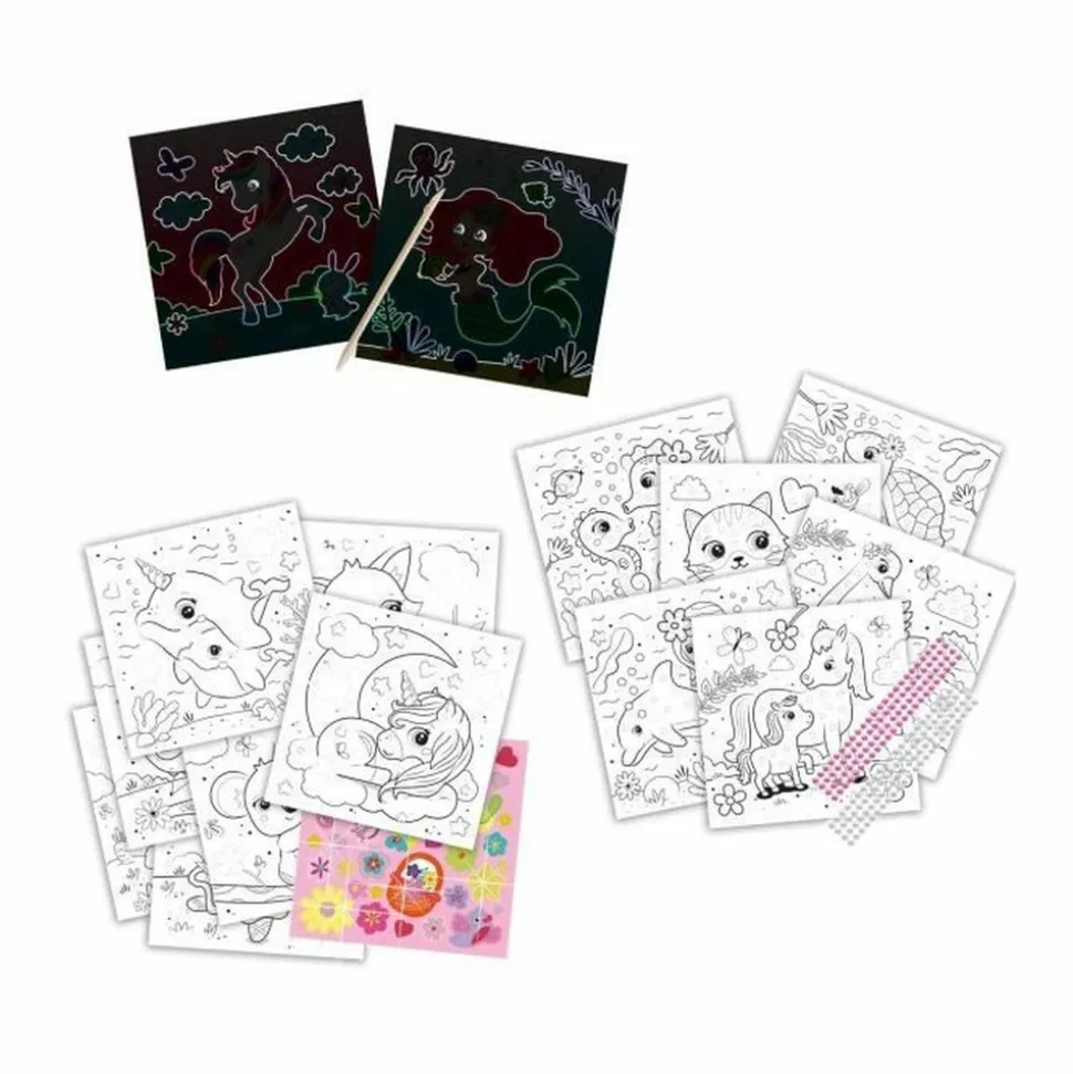 SES CREATIVE - Cahier d'activités de coloriage à paillettes 3 en 1