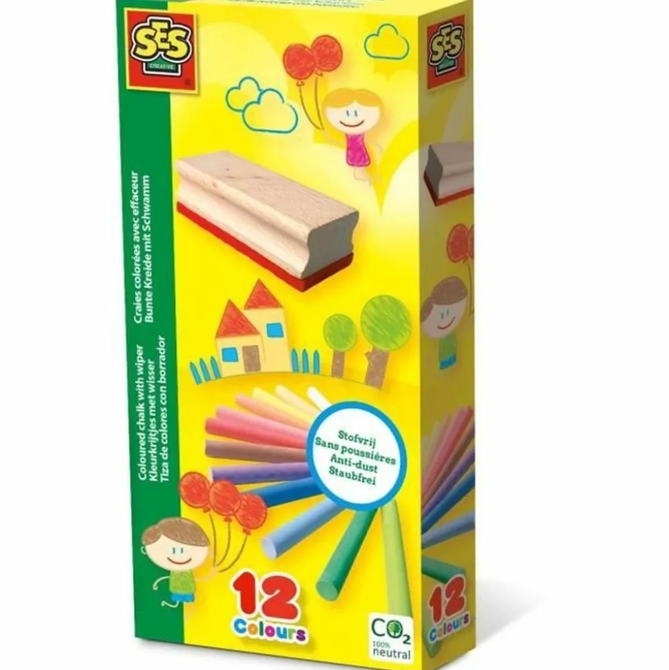 SES CREATIVE - Craies colorées avec effaceur