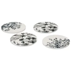 SG SECRET DE GOURMET - Lot de 4 dessous de verre "floral" d10cm