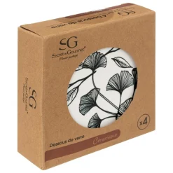 SG SECRET DE GOURMET - Lot de 4 dessous de verre "floral" d10cm