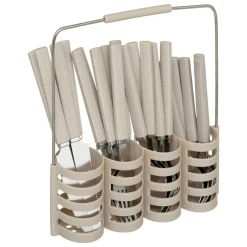 SG SECRET DE GOURMET - Ménagère "geo" avec rack 24p beige