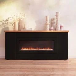 SINED - Armoire en bois noir avec cheminee 1500w avec telecommande desio 108