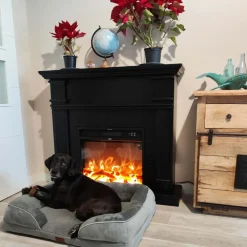 SINED - Cadre de cheminee mdf noir cornice sined camino caldera