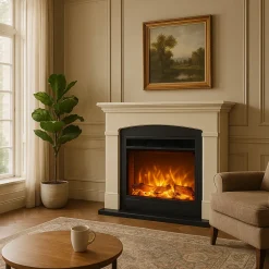 SINED - Cheminee au sol beige avec brûleur 1500w mpc camino siena