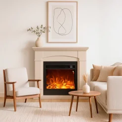 SINED - Cheminee au sol beige avec brûleur 1500w mpc camino siena