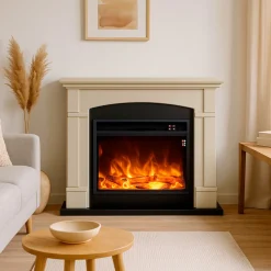 SINED - Cheminee au sol beige avec brûleur 1500w mpc camino siena