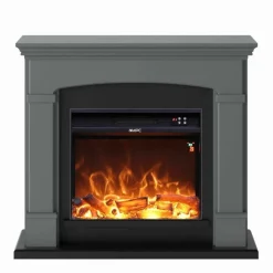 SINED - Cheminee au sol gris fonce avec brûleur 1500w mpc camino siena