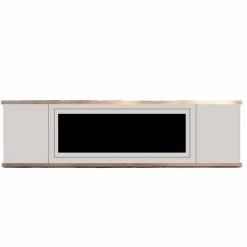 SINED - Meuble de cheminee gris fonce avec tiroirs arosio 180 meuble gris