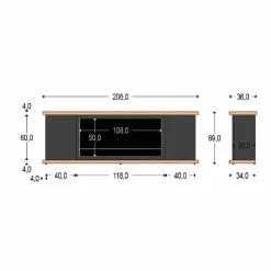 SINED - Meubles de cheminee en bois brun arosio 108 brown
