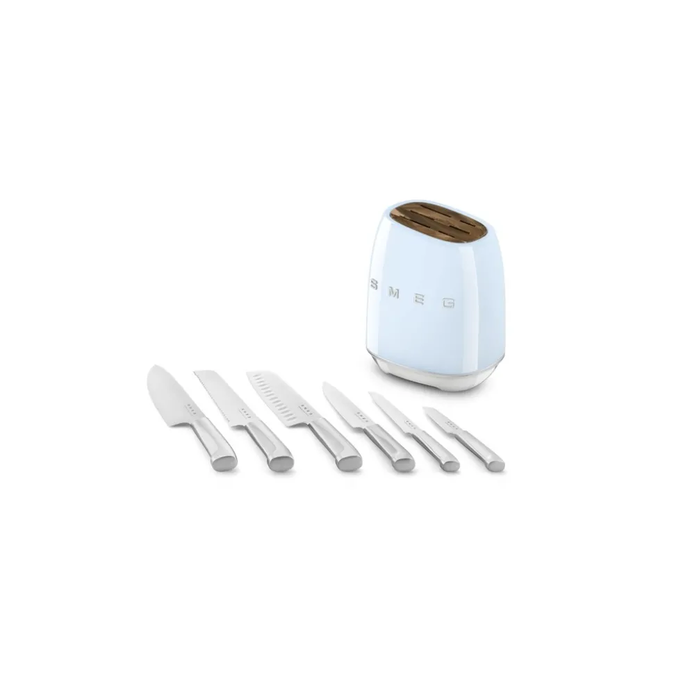 Smeg bloc de 6 couteaux bleu - kbsf02pb