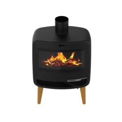 SUPRA - Fr9016130b-poêle à bois-vision horizontale et galbée - fonte - noir - d supra - kris