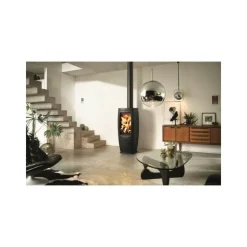 SUPRA - Poele a bois - noir - fonte - porte latérale - 10 kw - bûches de 33 cm supra - zoe