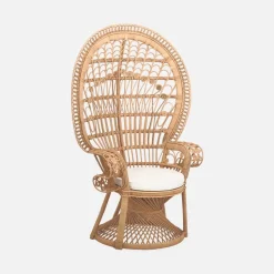 SWEEEK - Fauteuil vintage en rotin avec coussin d'assise. Mahe. L 110 x p 60 x h150cm