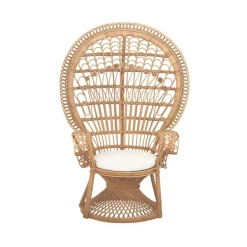 SWEEEK - Fauteuil vintage en rotin avec coussin d'assise. Mahe. L 110 x p 60 x h150cm