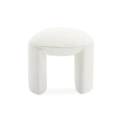 SWEEEK - Tabouret. Pouf bouclette texturée blanche l 44 x p 44 x h 42cm -shawn