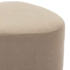 SWEEEK - Tabouret. Pouf en forme de galet en tissu greige. Tao l 60 x p 44 x h 40cm