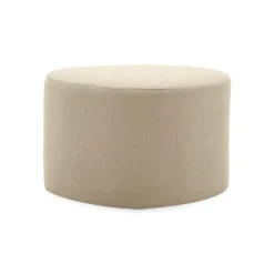 SWEEEK - Tabouret. Pouf en forme de galet en tissu beige. Tao l 60 x p 44 x h 40cm