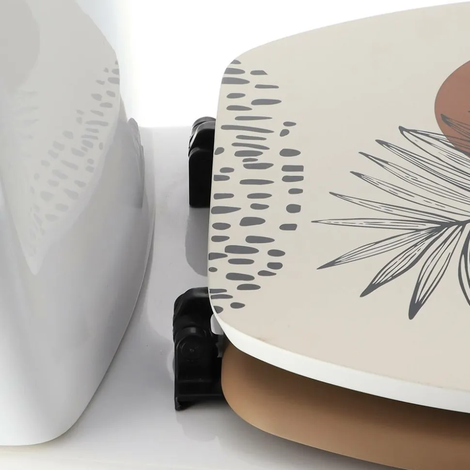 TENDANCE - Abattant wc 18 pouces mdf couvercle design imprime et attaches plastique - reconnect