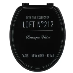 TENDANCE - Abattant wc 18 pouces mdf couvercle design imprime et attaches plastique - neo retro noir