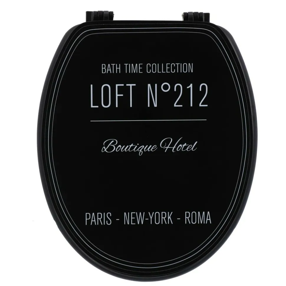 TENDANCE - Abattant wc 18 pouces mdf couvercle design imprime et attaches plastique - neo retro noir