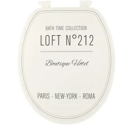 TENDANCE - Abattant wc 18 pouces mdf couvercle design imprime et attaches plastique - neo retro blanc