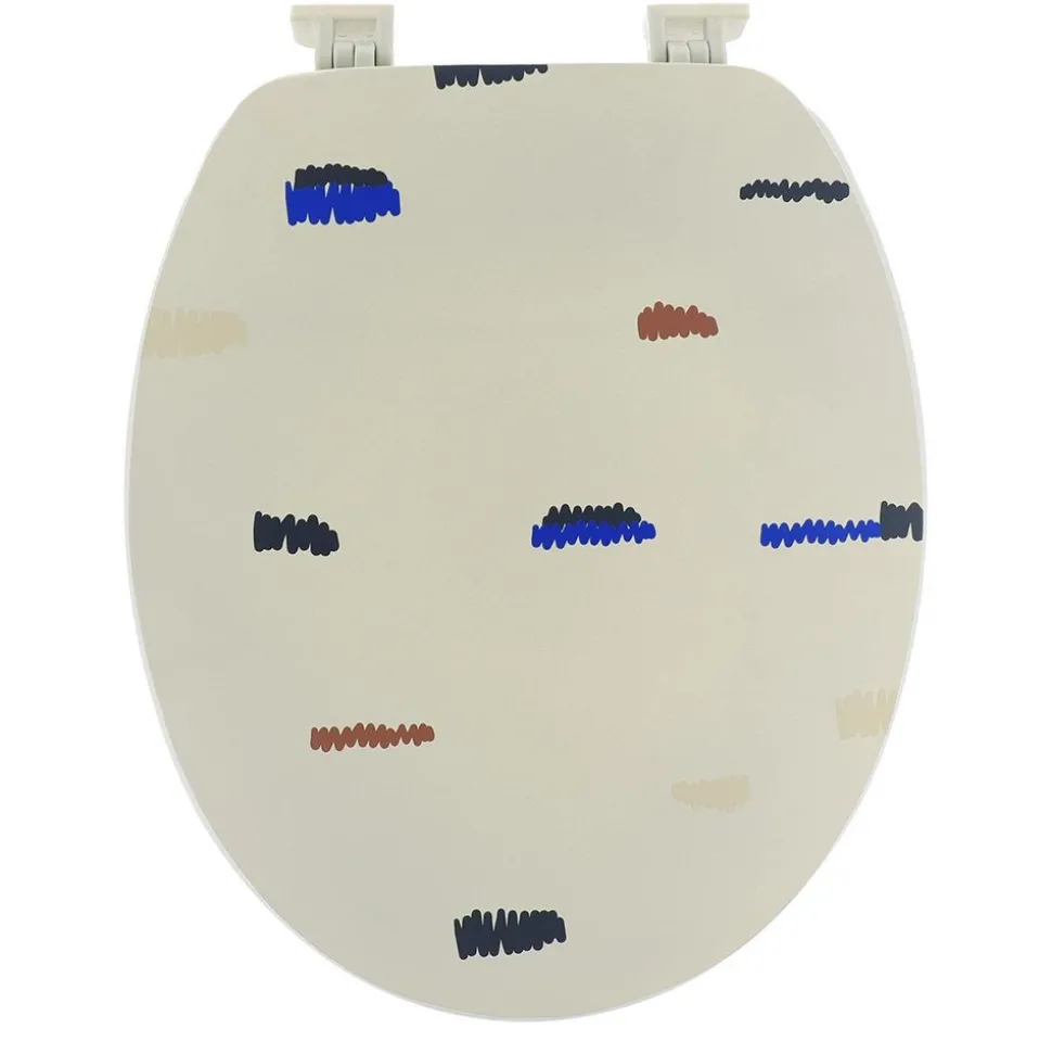 TENDANCE - Abattant wc 18 pouces mdf couvercle design imprime et attaches plastique - signature