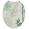 TENDANCE - Abattant wc mdf 18 pouces couvercle imprime assise imitation bambou attaches acier inoxydable - sagano