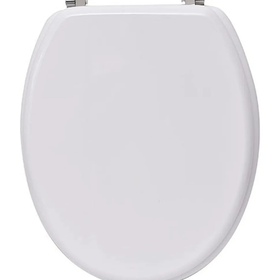 TENDANCE - Abattant wc mdf 18 pouces attaches acier inoxydable - blanc
