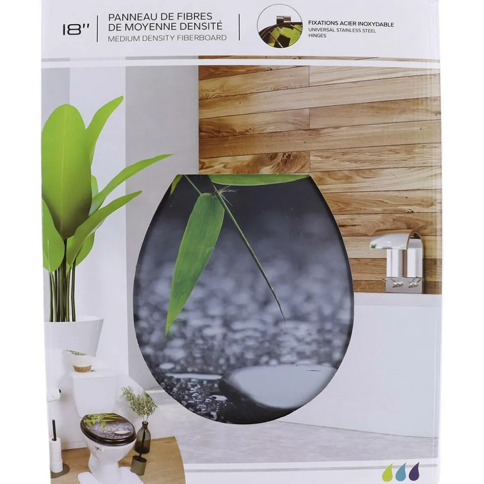 TENDANCE - Abattant wc mdf 18 pouces attaches acier inoxydable - punta cana