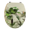 TENDANCE - Abattant wc mdf 18 pouces couvercle design imprime assise imitation bambou attaches acier inoxydable - oasis