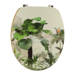 TENDANCE - Abattant wc mdf 18 pouces couvercle design imprime assise imitation bambou attaches acier inoxydable - oasis